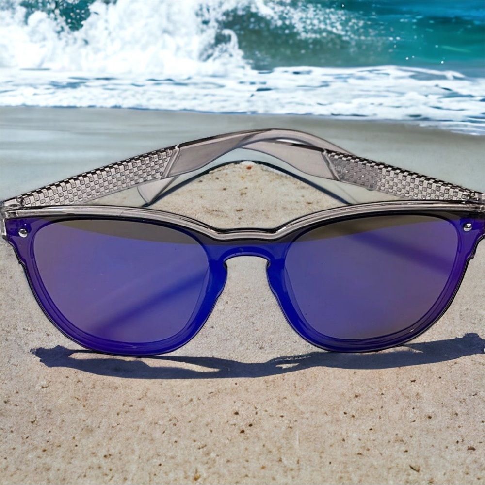 Translucent Gray Frames with Purple Iridium Lenses